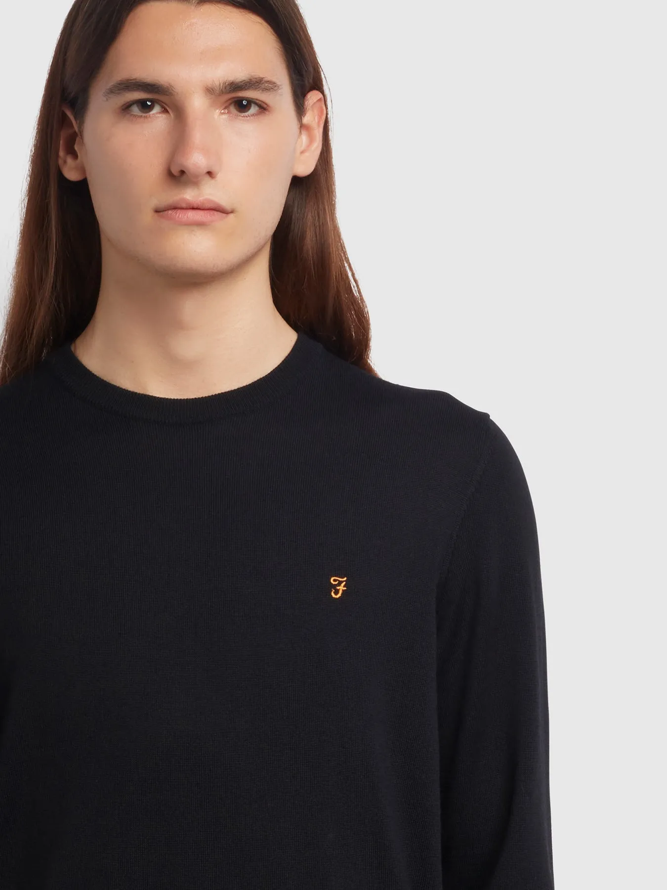 Mullen Merino Wool Crew Neck Jumper In Black