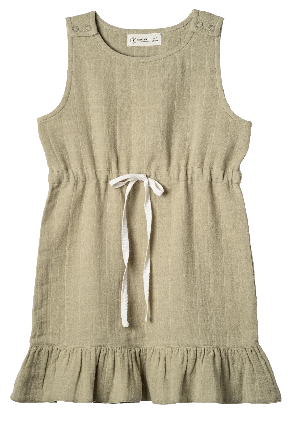 Muslin Jumper Dress Drawstring Sage-green