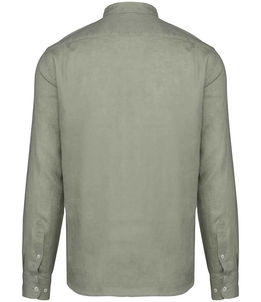 Native Spirit Long Sleeve Linen Shirt | Almond Green