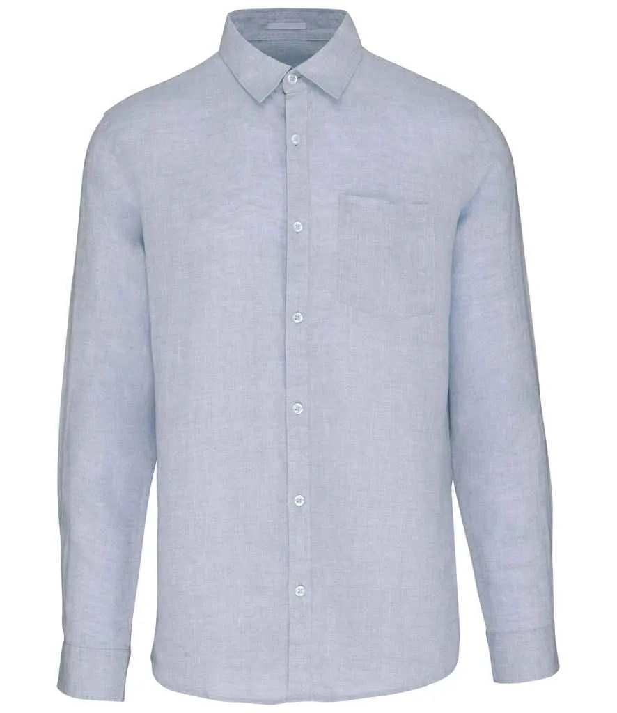 Native Spirit Long Sleeve Linen Shirt | Linen Blue