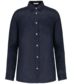 Native Spirit Long Sleeve Linen Shirt | Navy