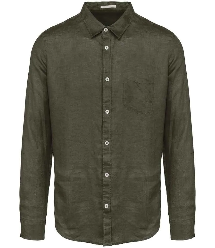 Native Spirit Long Sleeve Linen Shirt | Organic Khaki