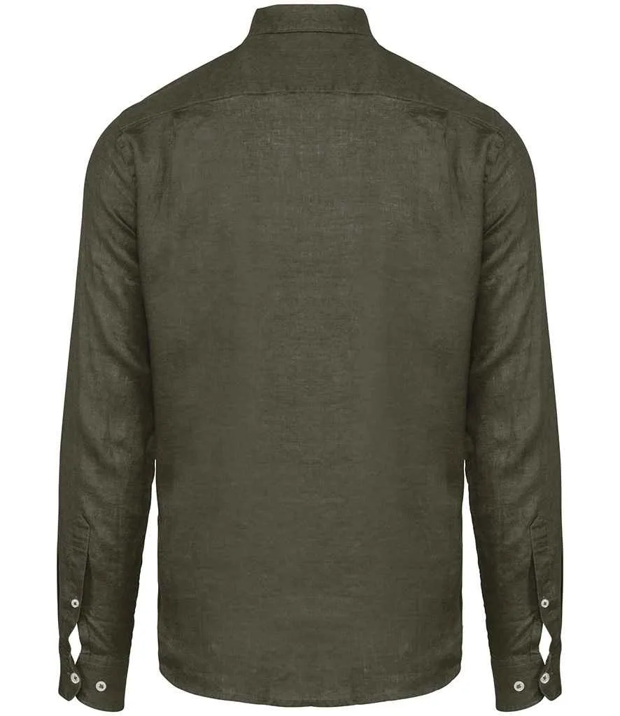 Native Spirit Long Sleeve Linen Shirt | Organic Khaki