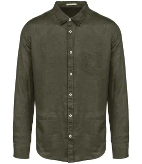 Native Spirit Long Sleeve Linen Shirt | Organic Khaki