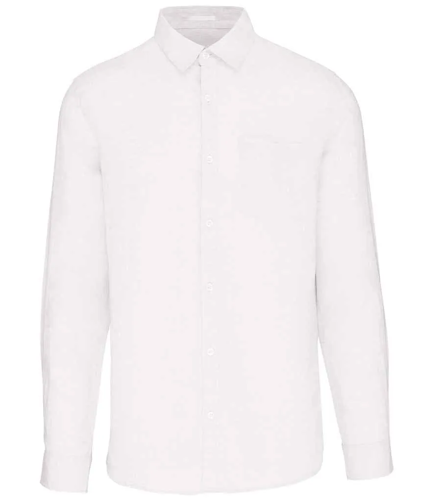 Native Spirit Long Sleeve Linen Shirt | White