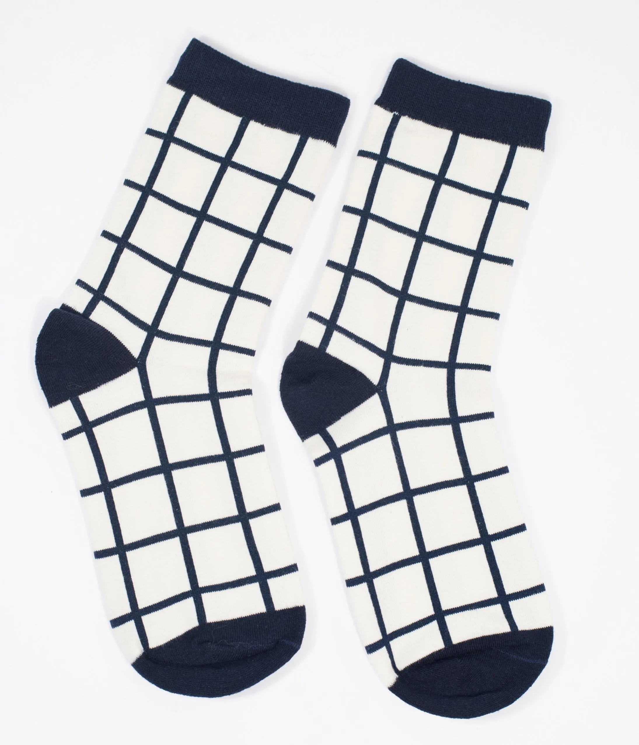 Navy & White Checkered Ankle Socks