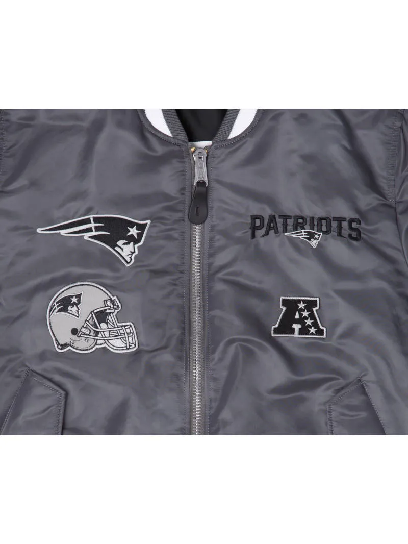 NEW ENGLAND PATRIOTS X ALPHA X NEW ERA MA-1 BOMBER JACKET (GRAY-BLACK)