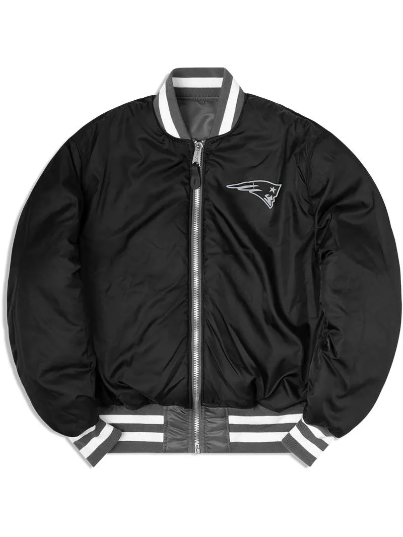 NEW ENGLAND PATRIOTS X ALPHA X NEW ERA MA-1 BOMBER JACKET (GRAY-BLACK)