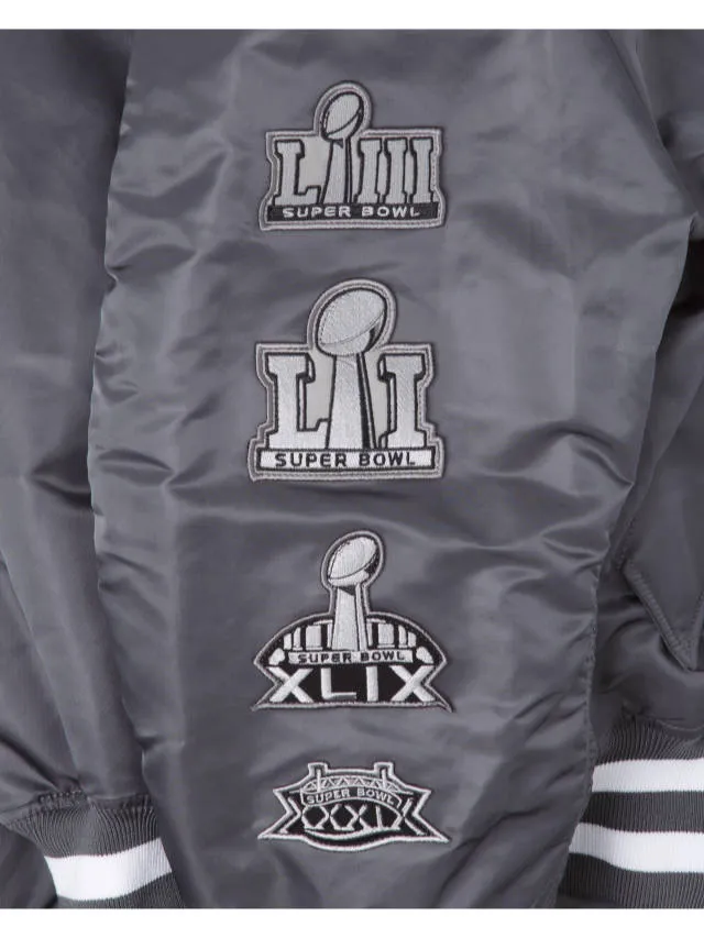 NEW ENGLAND PATRIOTS X ALPHA X NEW ERA MA-1 BOMBER JACKET (GRAY-BLACK)