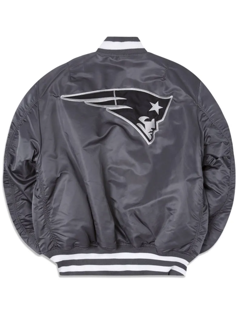 NEW ENGLAND PATRIOTS X ALPHA X NEW ERA MA-1 BOMBER JACKET (GRAY-BLACK)