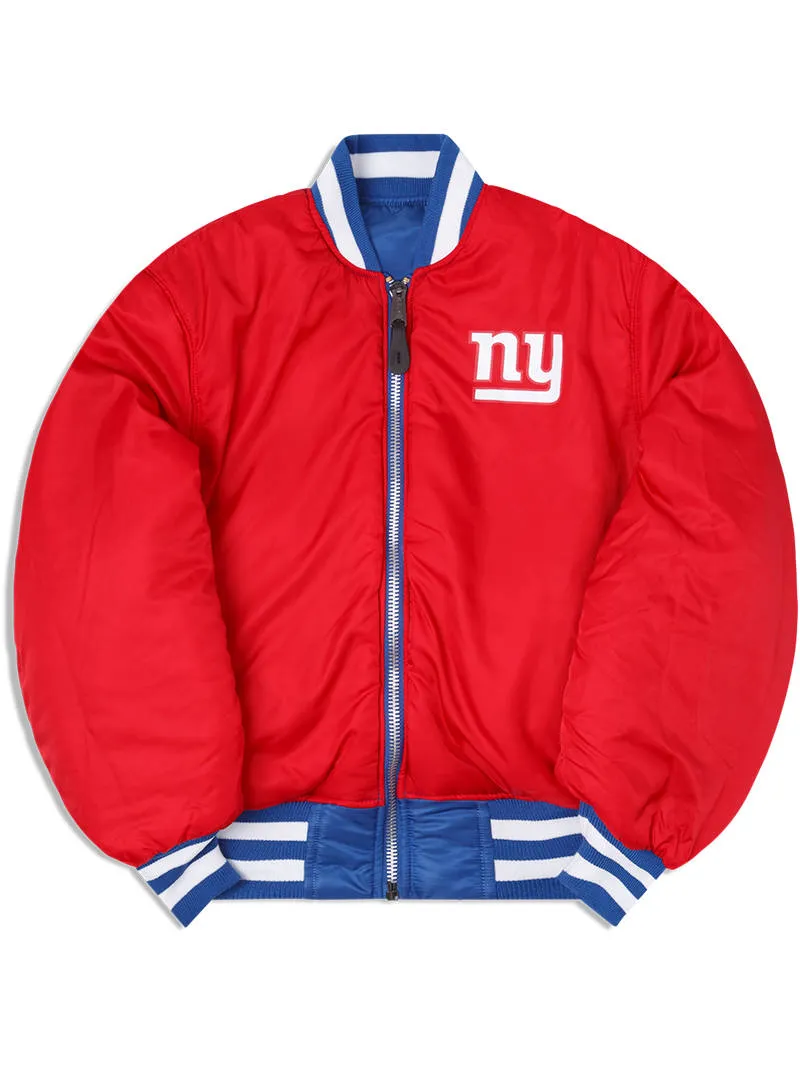 NEW YORK GIANTS X ALPHA X NEW ERA REVERSIBLE MA-1 BOMBER JACKET