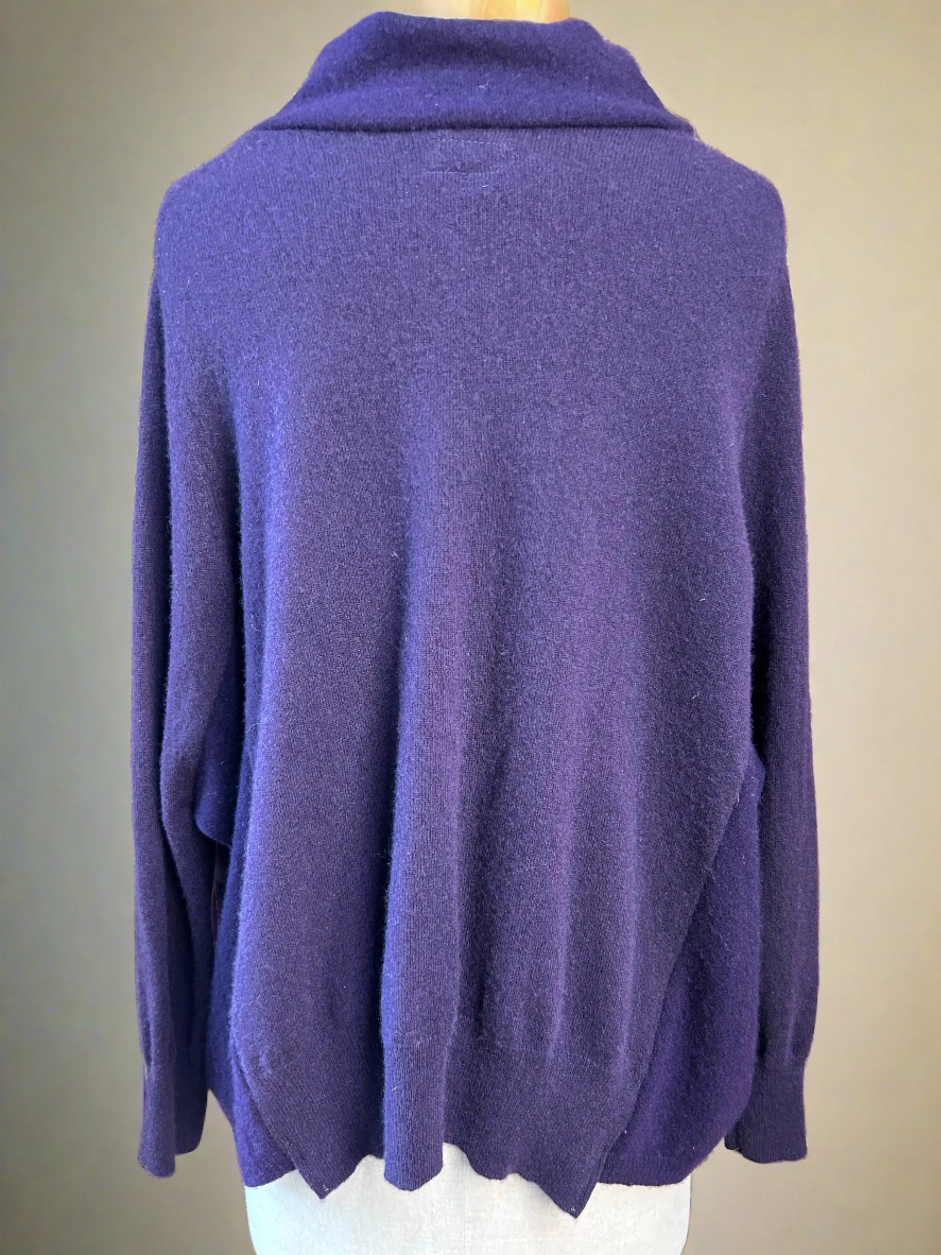 Nimpy Clothing upcycled 100% cashmere deep purple boxy jumper large