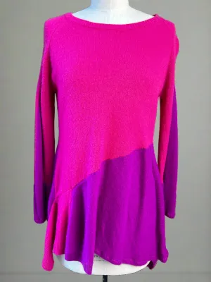 Nimpy Clothing upcycled 100% cashmere hot pink and fusia bell sleeve jumper small medium