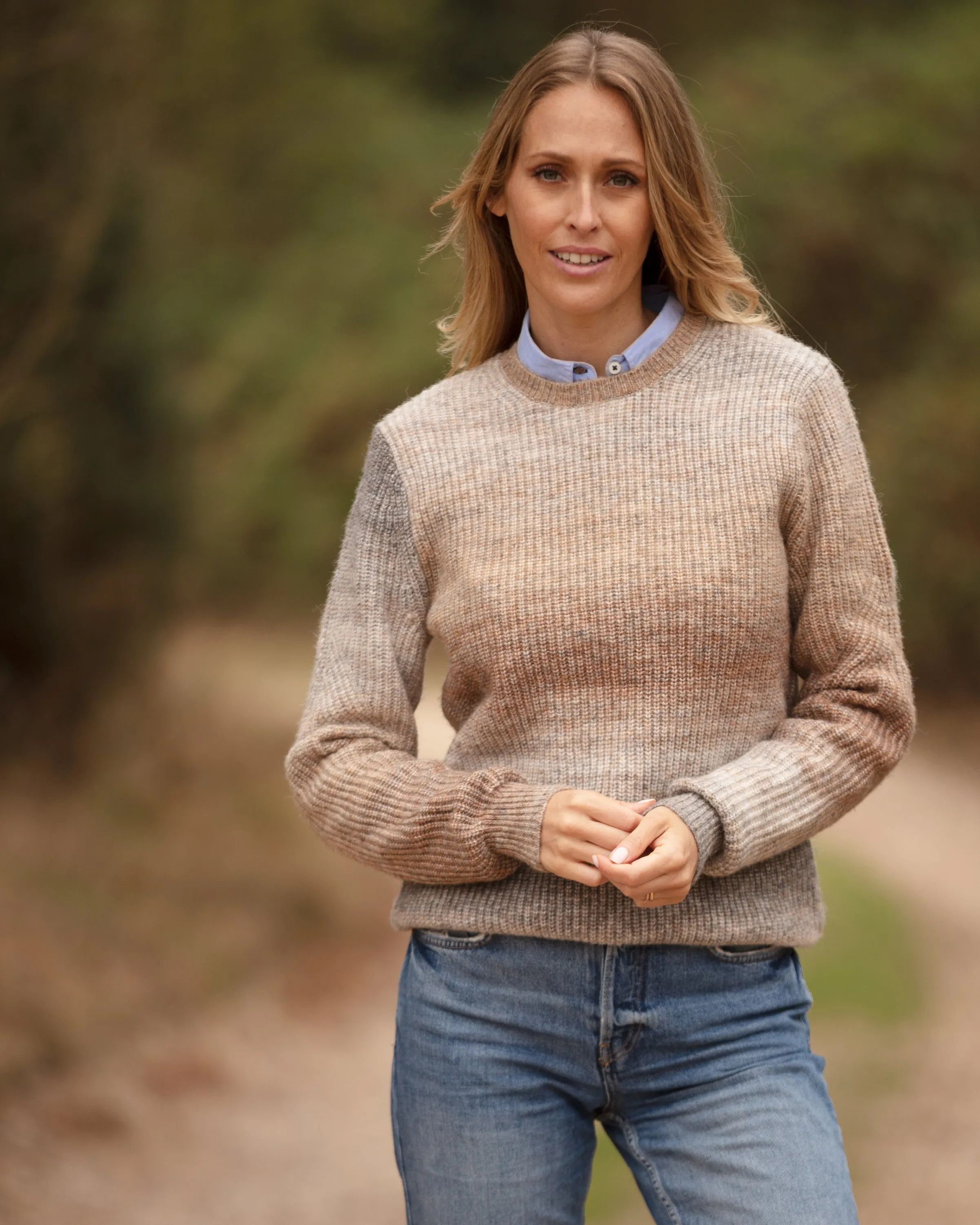 Ombre Eco Crew Neck - Brown Melange