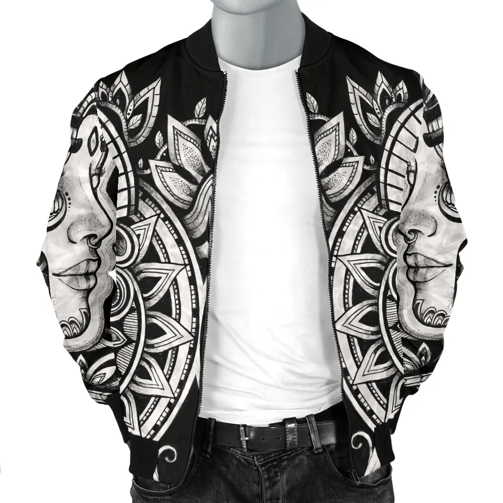 Organic Spirit B/W Mens Bomber Jacket | Mil Et Une