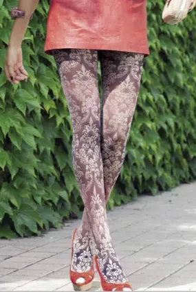 Oroblu Jasmine Floral Damask Semi Sheer Tights