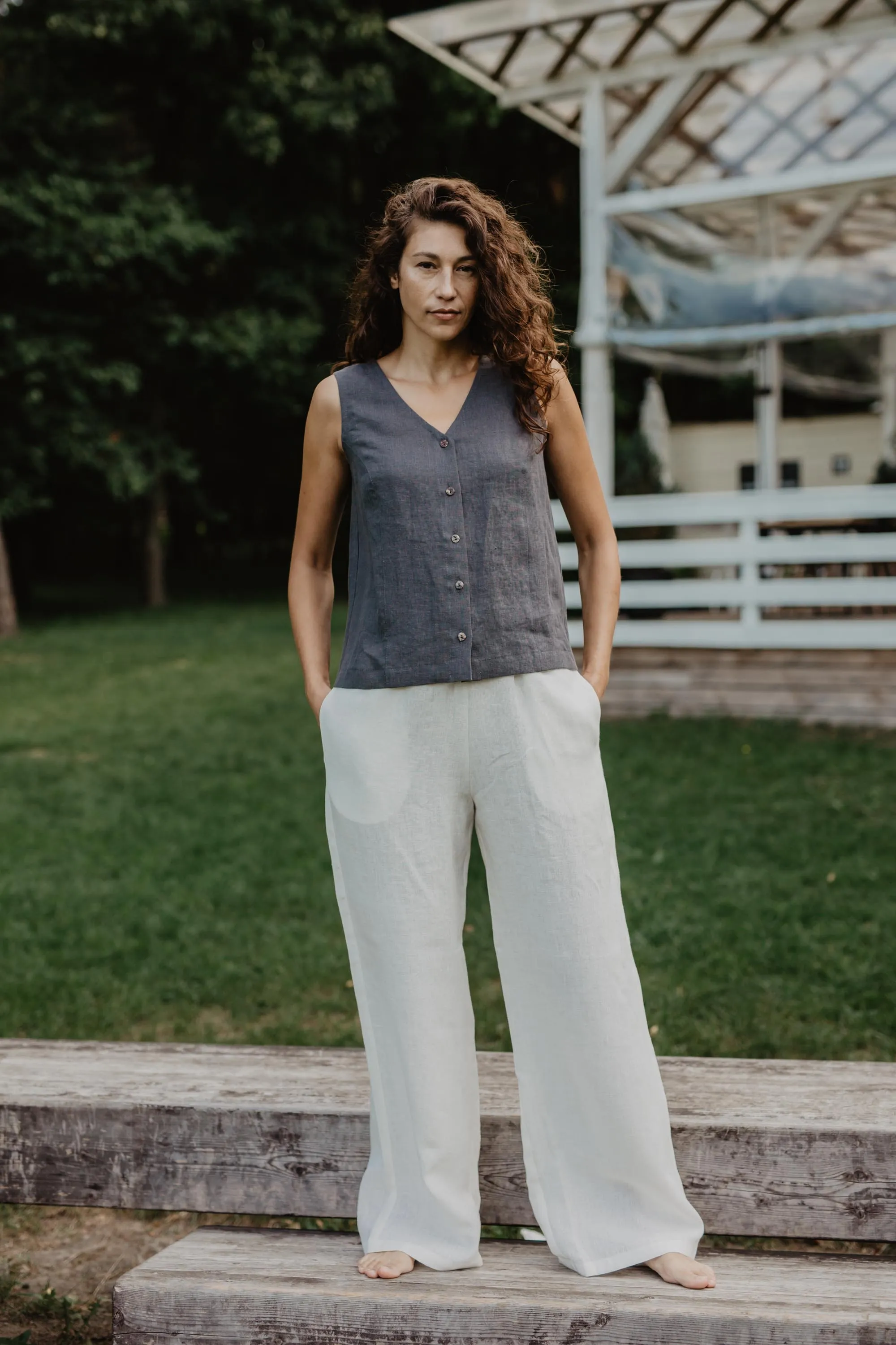 Oulu super long linen pants by AmourLinen