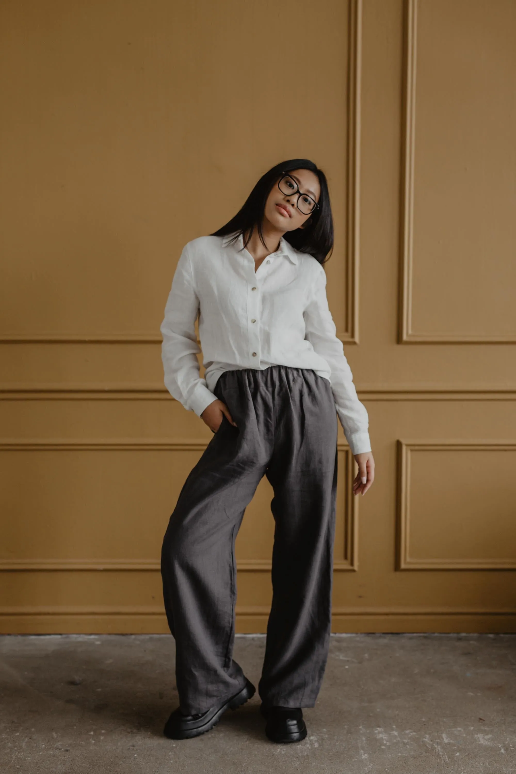 Oulu super long linen pants by AmourLinen