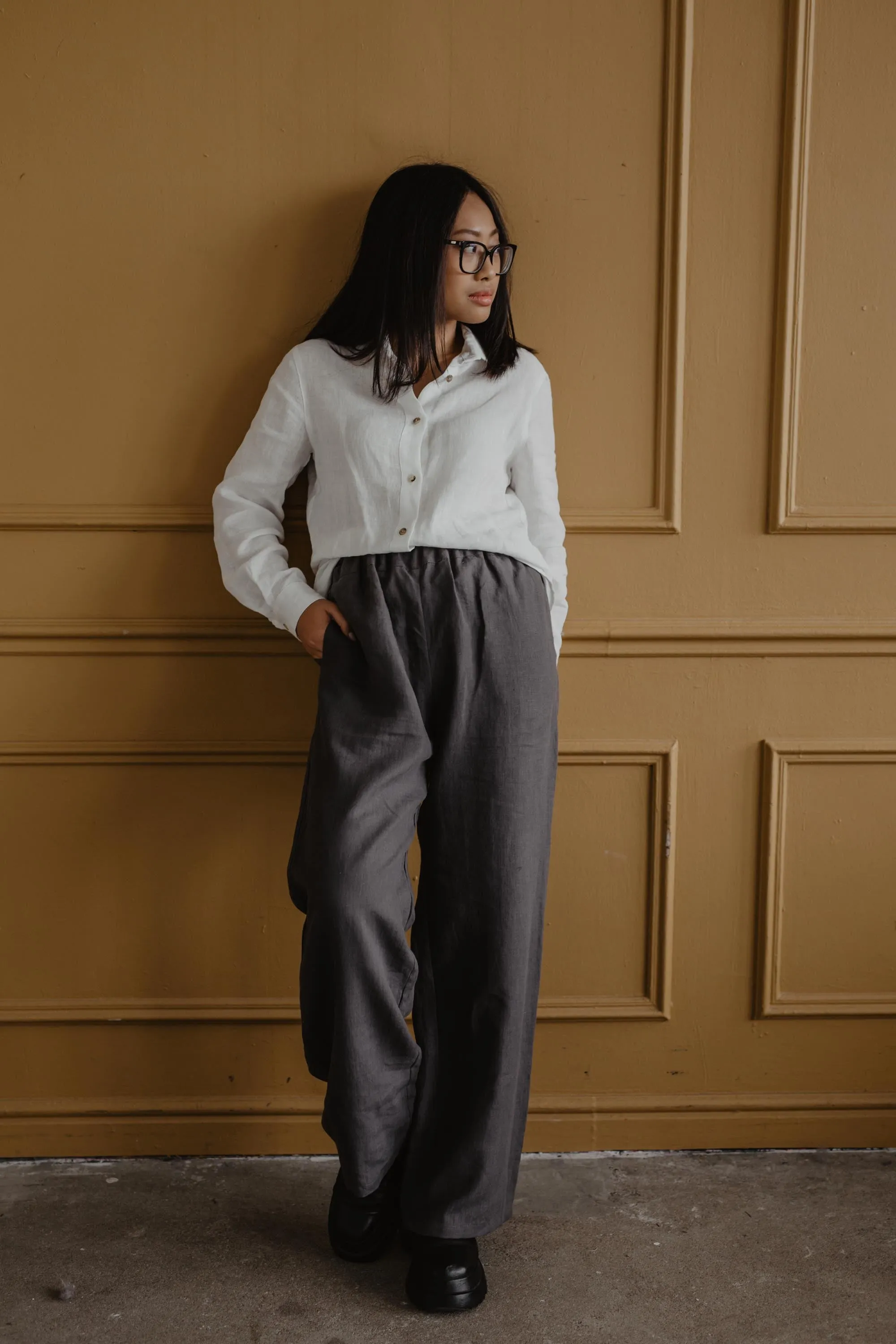 Oulu super long linen pants by AmourLinen