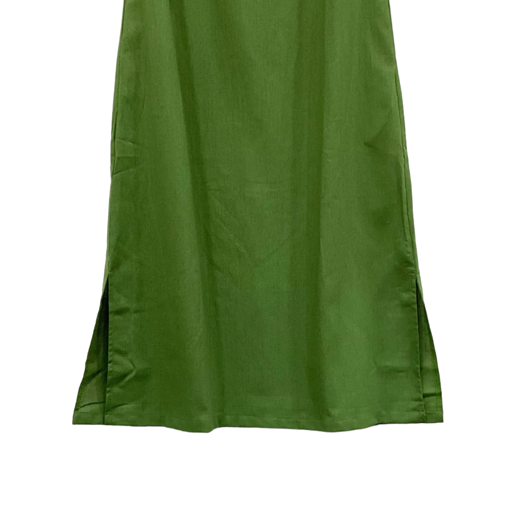 Patch V Neck Sleeveless Cotton Linen Long Dress