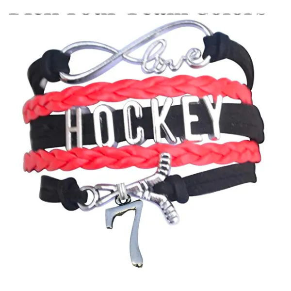 Personalized Hockey Jersey Number Bracelet -Pick Colors