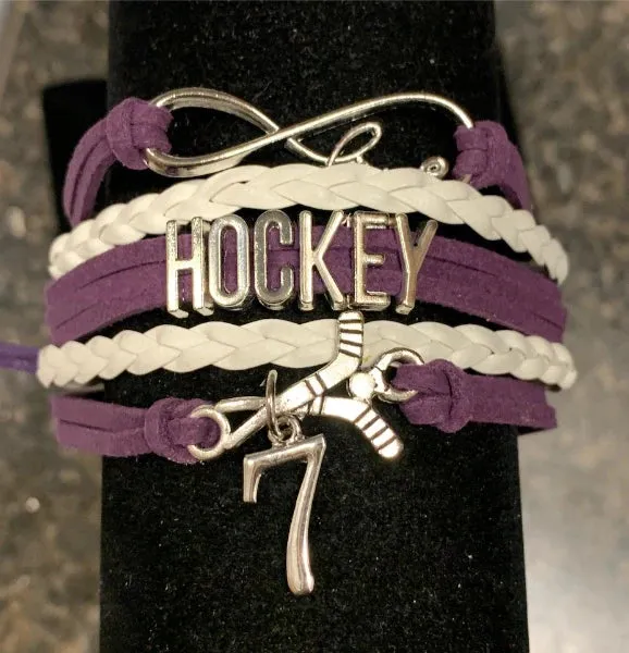 Personalized Hockey Jersey Number Bracelet -Pick Colors