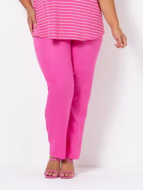 Pink Slim Leg Linen Pant