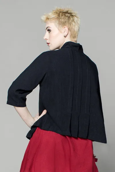 Pleat Jacket in Black Papyrus