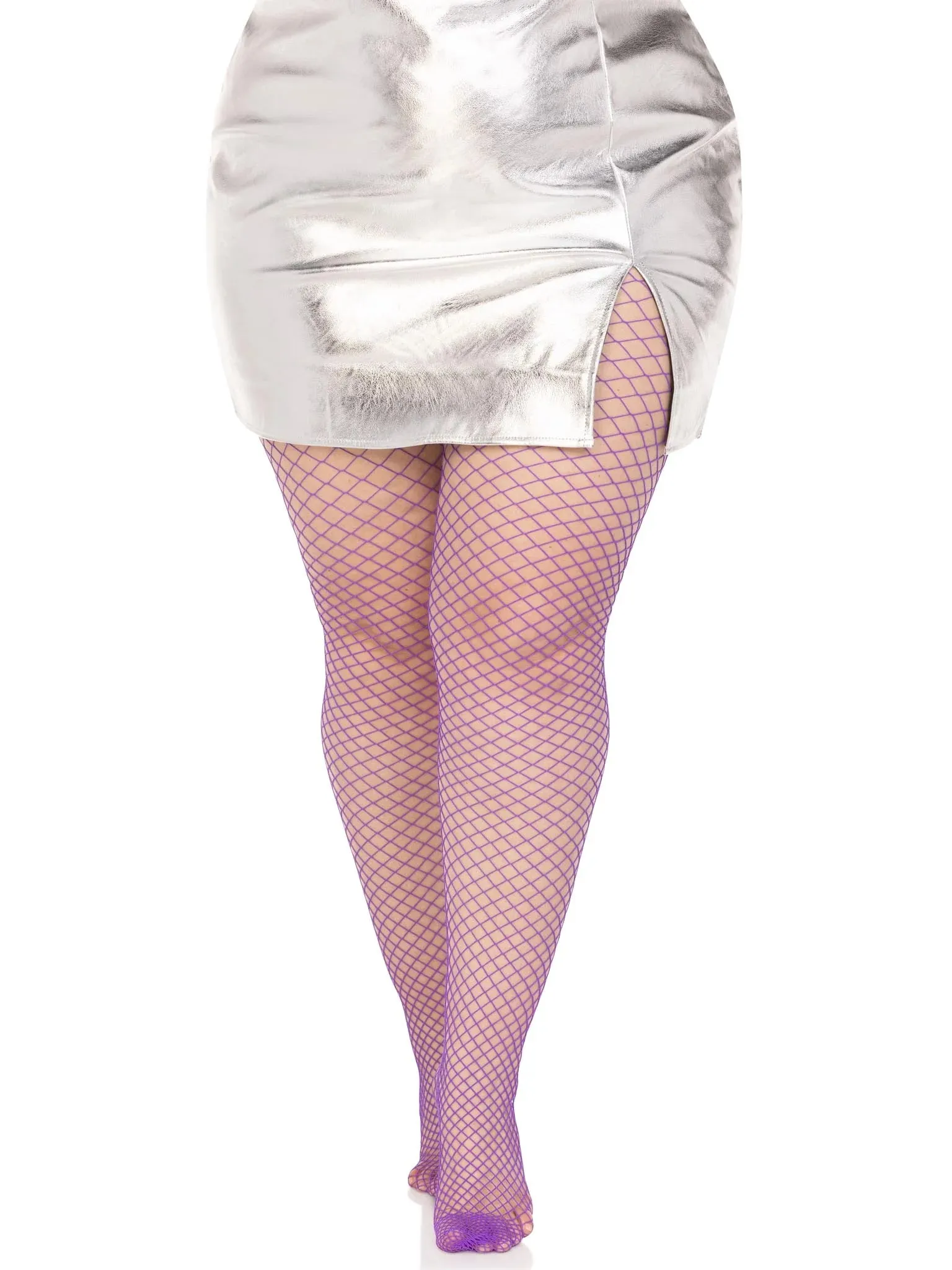 Plus Size Industrial Fishnet Pantyhose in Purple