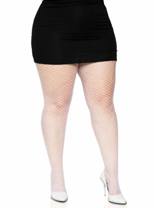 Plus Size Industrial Fishnet Pantyhose in White