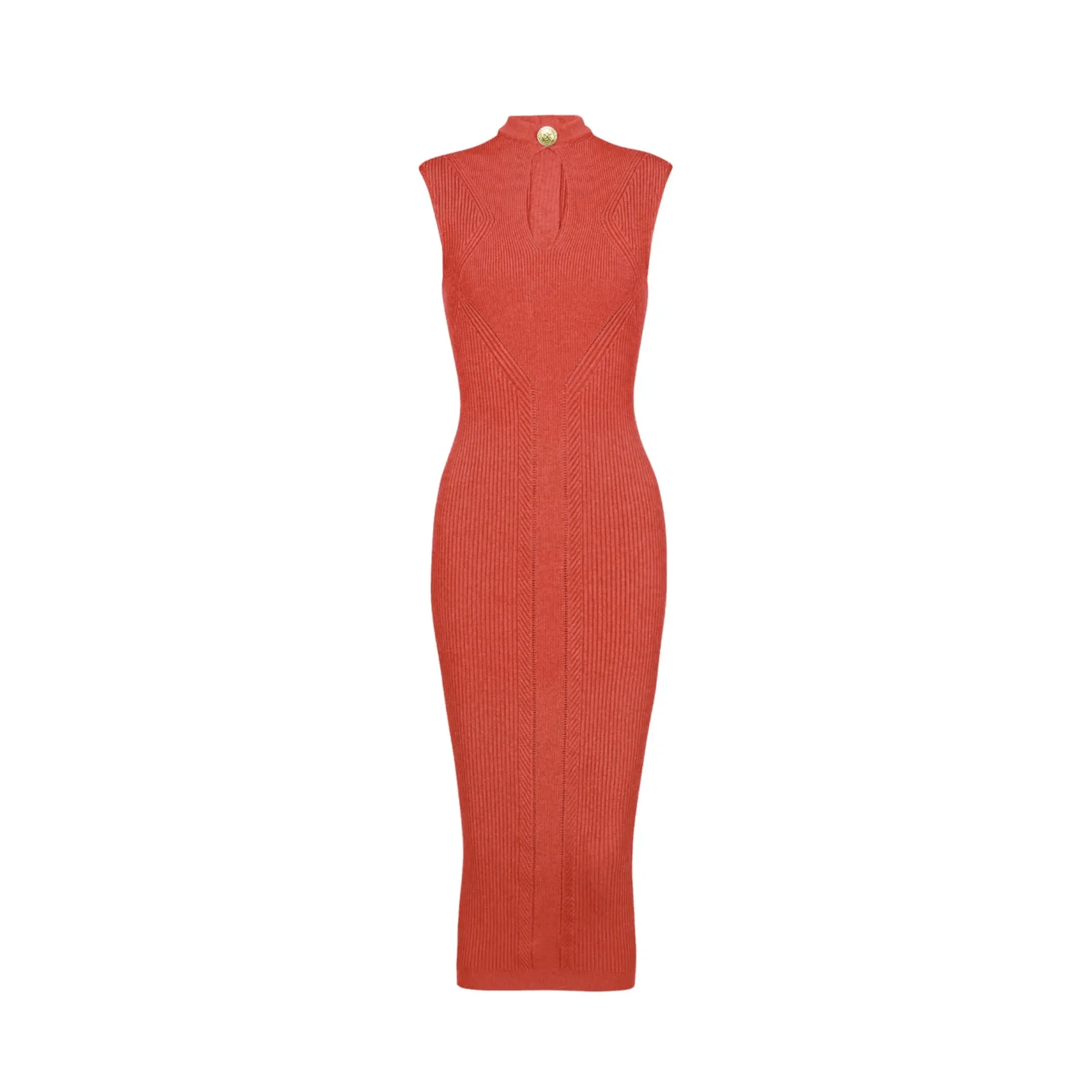 Pre Order:  Keyhole Sleeveless Midi Knit Dress