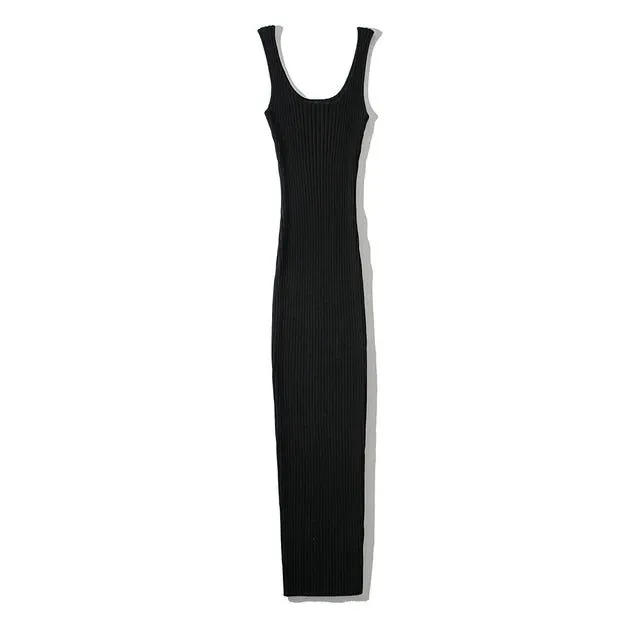 Pre Order:  Ribbed Sleeveless Midi Knit Dress