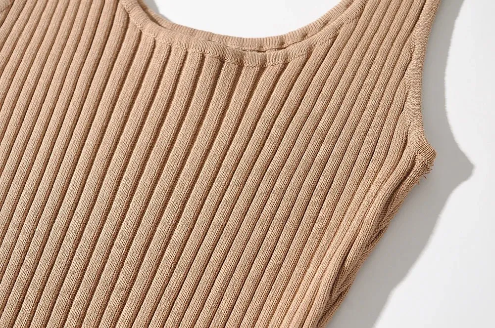 Pre Order:  Ribbed Sleeveless Midi Knit Dress