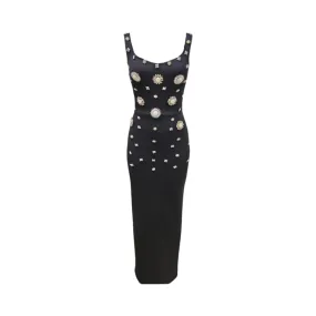 Pre Order:  Sleeveless Brooch Embellishment Slim Maxi Dress