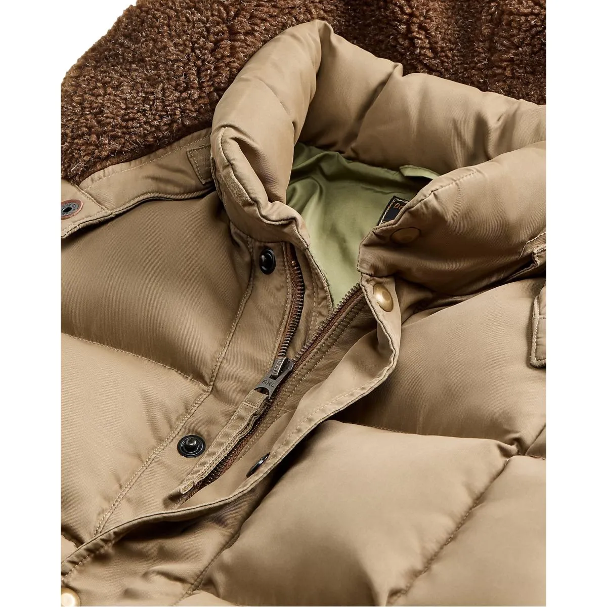 Quilted Hooded Jacket Vintage Khaki