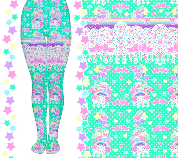 Rainbow Sweets Neon Green Tights [Made To Order]