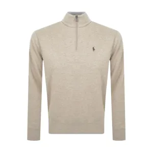 Ralph Lauren Logo Half Zip Sand Sweatshirt