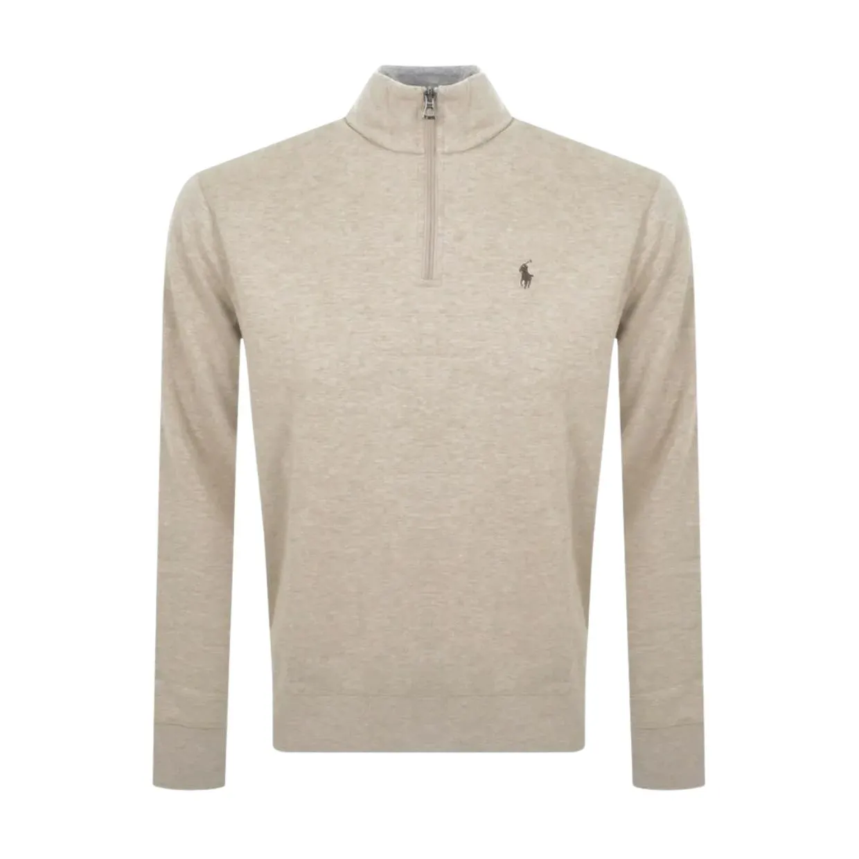 Ralph Lauren Logo Half Zip Sand Sweatshirt