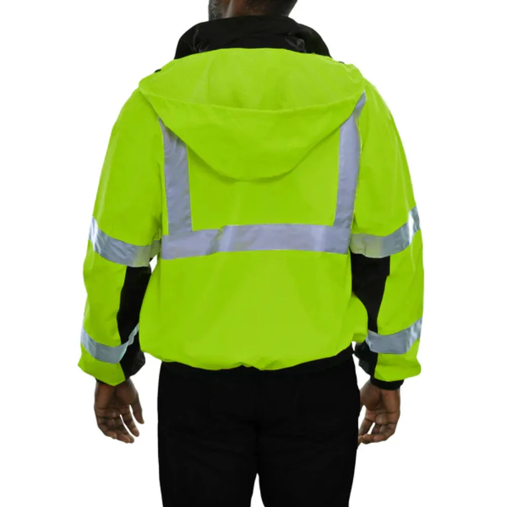 Reflective Apparel® Hi-Vis Waterproof Bomber Rain Jacket - Zip-Out Liner - ANSI Class 3 - 412ST