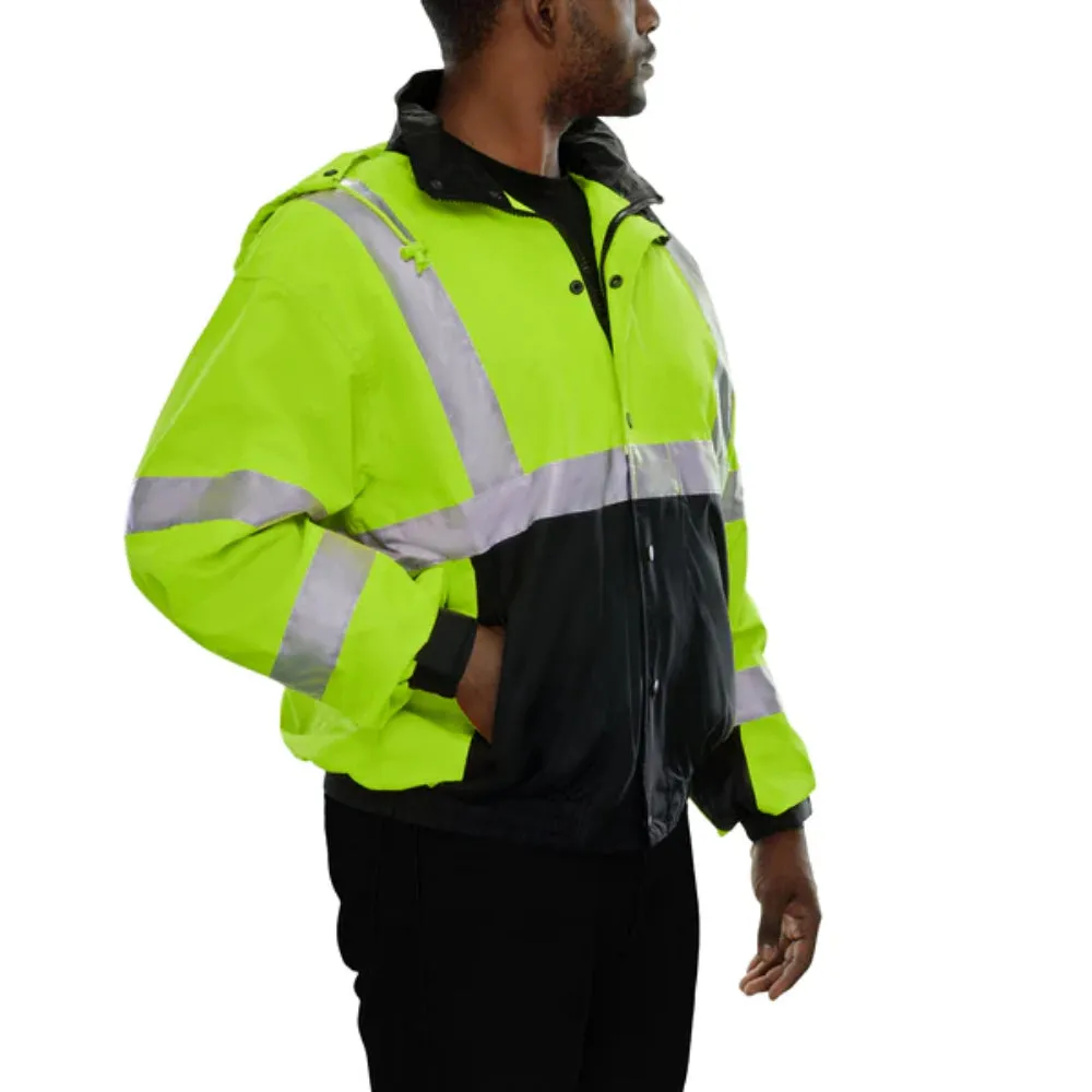 Reflective Apparel® Hi-Vis Waterproof Bomber Rain Jacket - Zip-Out Liner - ANSI Class 3 - 412ST