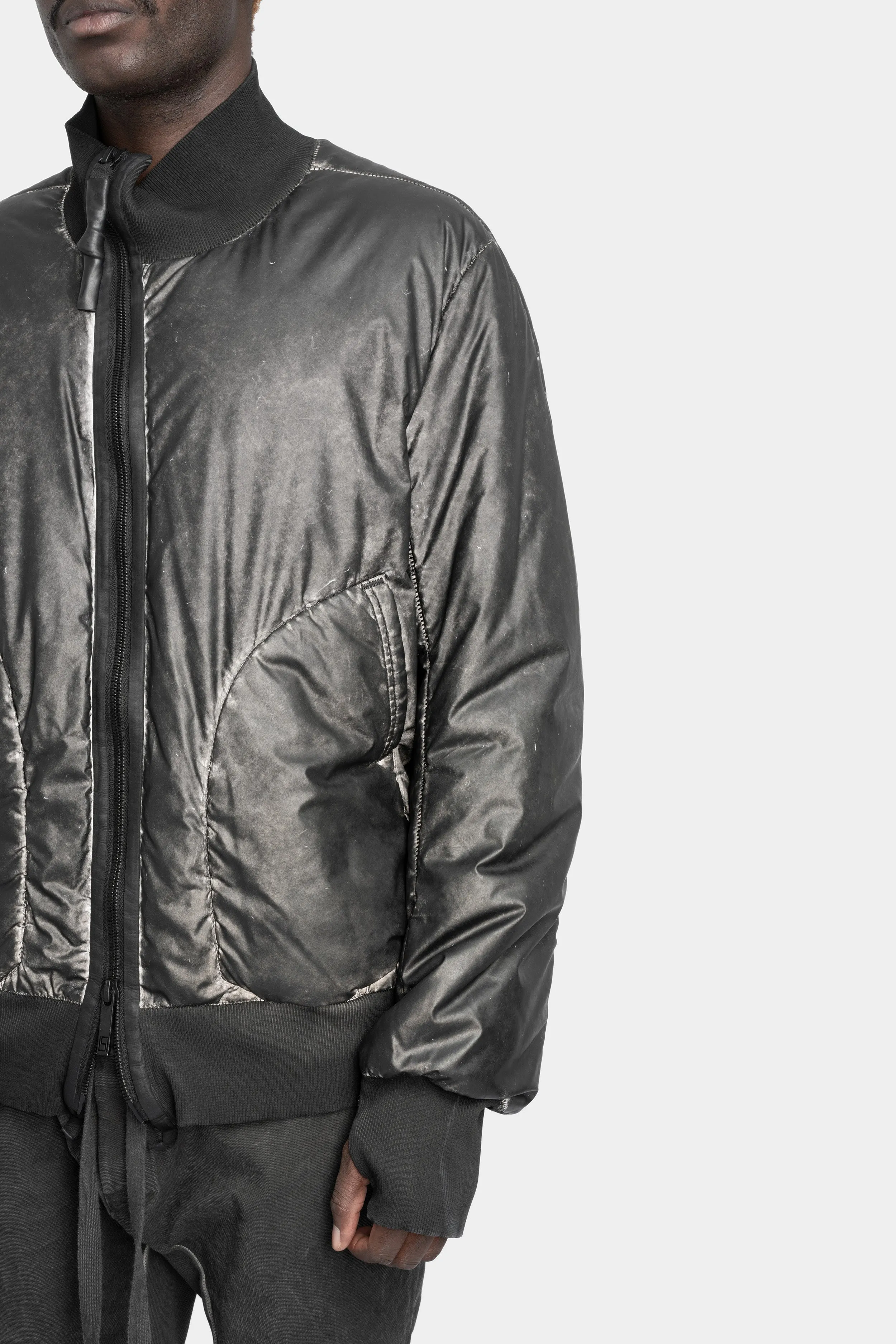 Reflective high neck bomber jacket