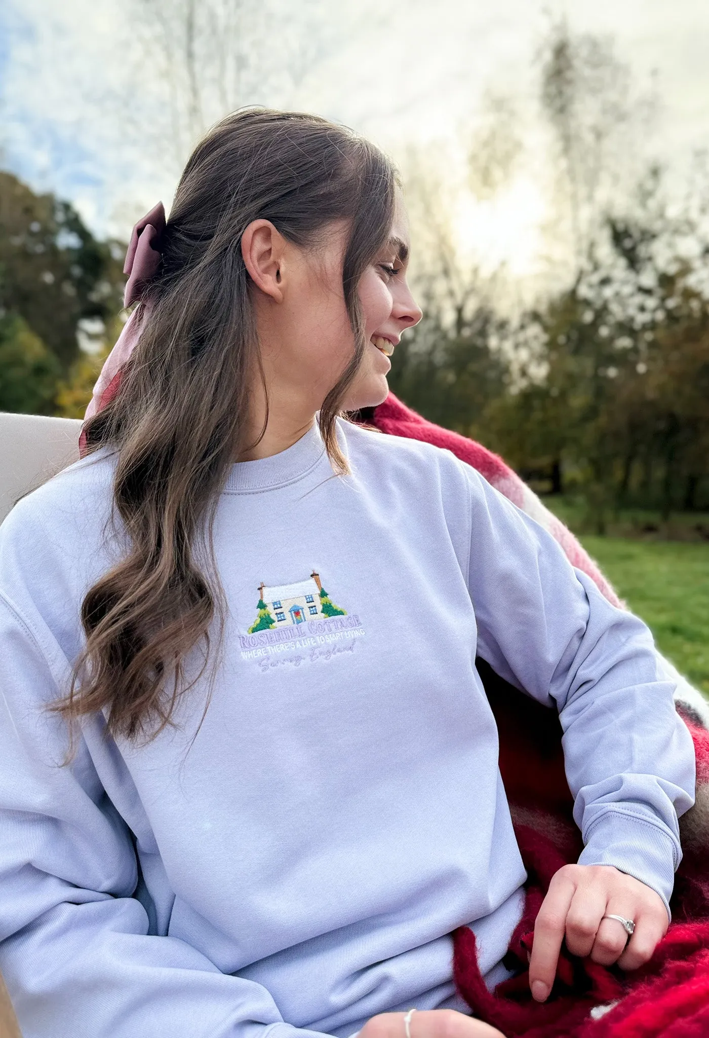 Rosehill Cottage Embroidered Organic Cotton Sweatshirt