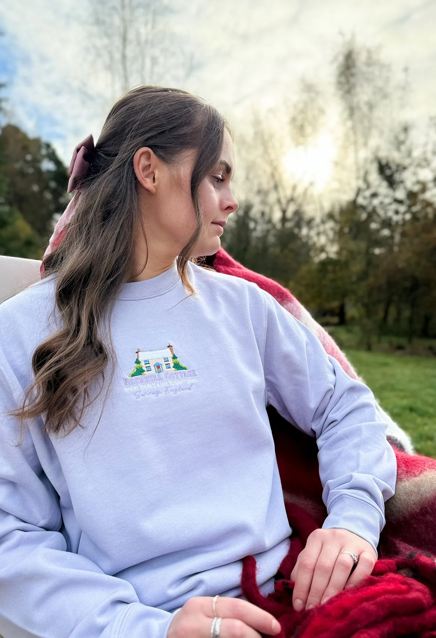 Rosehill Cottage Embroidered Organic Cotton Sweatshirt