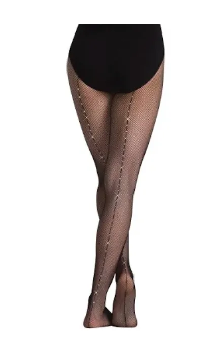 Seamed Rhinestone Professional Fishnet Tights