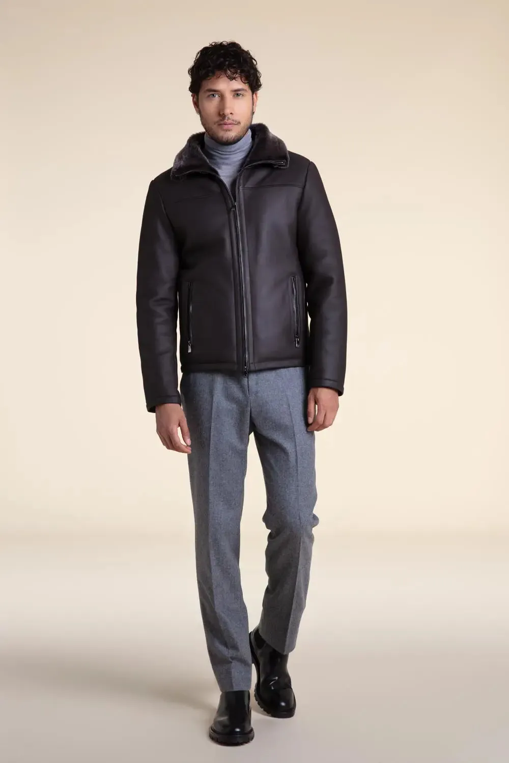 Shearling aviator jacket mens