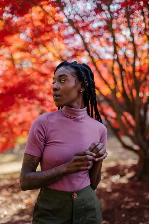 Short Sleeve Turtleneck in Dusty Rose