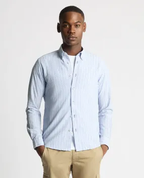 Slim Fit Pinstripe Cotton Linen Mix Shirt