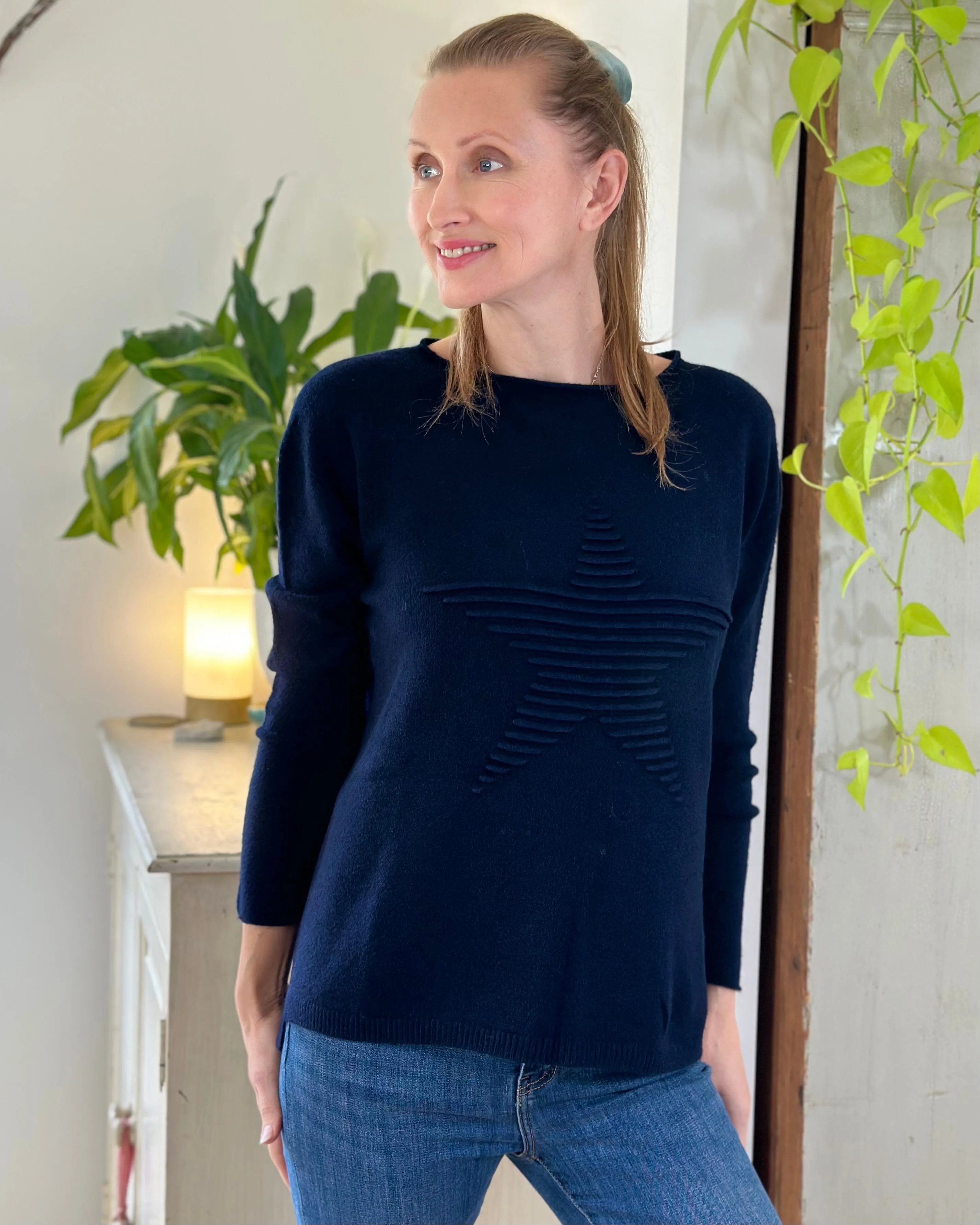 Soft Knit Appliqué with Star Jumper - Navy