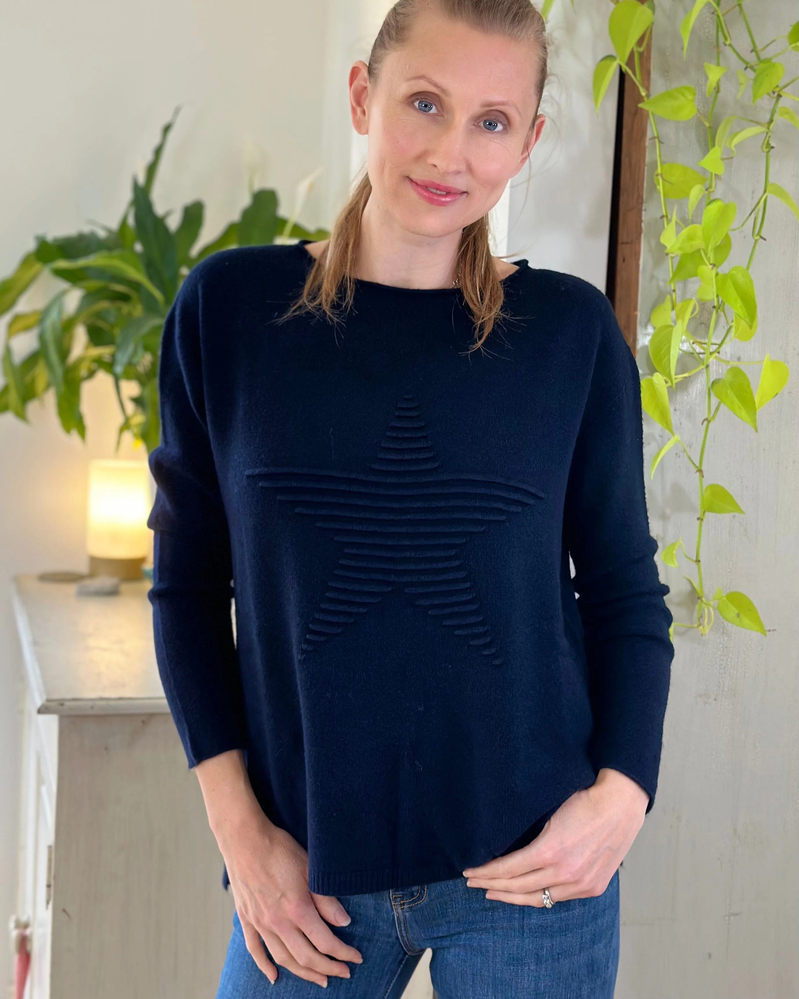 Soft Knit Appliqué with Star Jumper - Navy