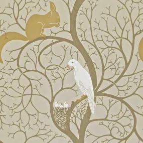 Squirrel & Dove Linen/Ivory Wallpaper